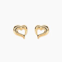 Boucles D'oreilles Puces Anne-maudae Coeurs Or Jaune