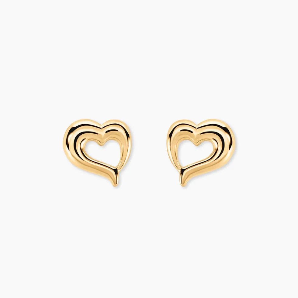 Boucles D'oreilles Puces Anne-maudae Coeurs Or Jaune