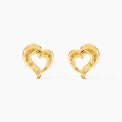 Boucles D'oreilles Puces Anne-maudae Coeurs Or Jaune