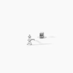 Boucles D'oreilles Puces Antonina Argent Blanc Oxyde De Zirconium