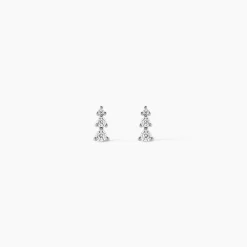 Boucles D'oreilles Puces Antonina Argent Blanc Oxyde De Zirconium