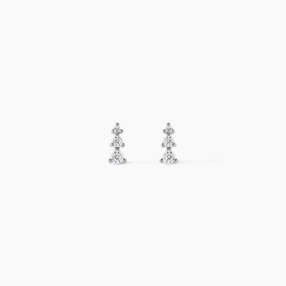 Boucles D'oreilles Puces Antonina Argent Blanc Oxyde De Zirconium