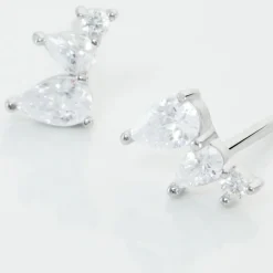 Boucles D'oreilles Puces Anya Argent Blanc Oxyde De Zirconium