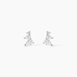 Boucles D'oreilles Puces Anya Argent Blanc Oxyde De Zirconium