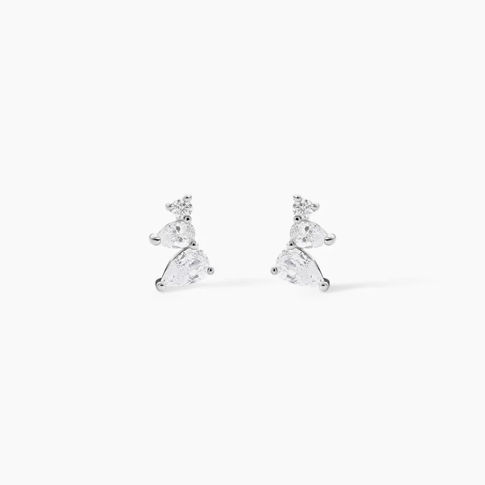 Boucles D'oreilles Puces Anya Argent Blanc Oxyde De Zirconium
