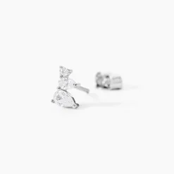 Boucles D'oreilles Puces Anya Argent Blanc Oxyde De Zirconium