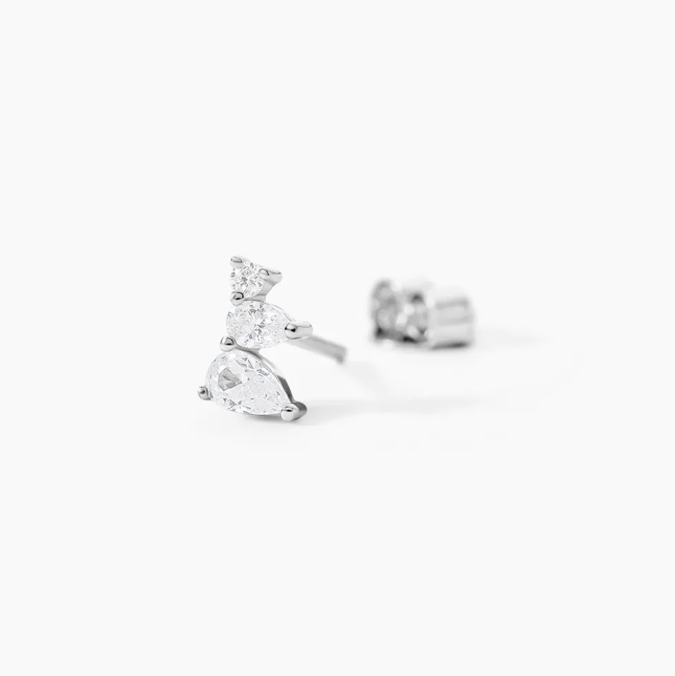 Boucles D'oreilles Puces Anya Argent Blanc Oxyde De Zirconium