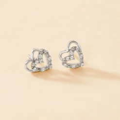 Boucles D'oreilles Puces Aoki Argent Blanc Oxyde De Zirconium
