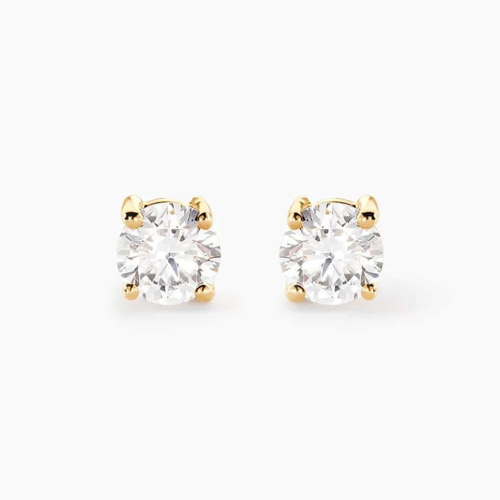 Boucles D'Oreilles Puces Aphrodite Ld Or Jaune Diamant Synthétique