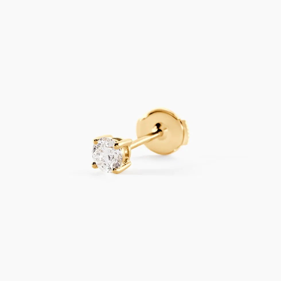 Boucles D'Oreilles Puces Aphrodite Ld Or Jaune Diamant Synthétique