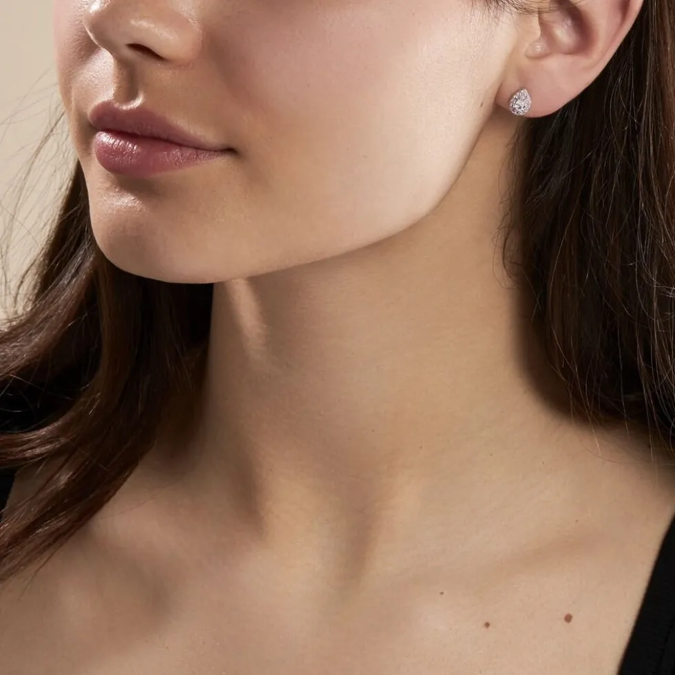 Boucles D'oreilles Puces Argent Blanc Tania Oxydes De Zirconium