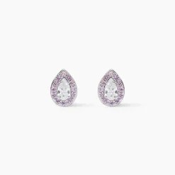 Boucles D'oreilles Puces Argent Blanc Tania Oxydes De Zirconium