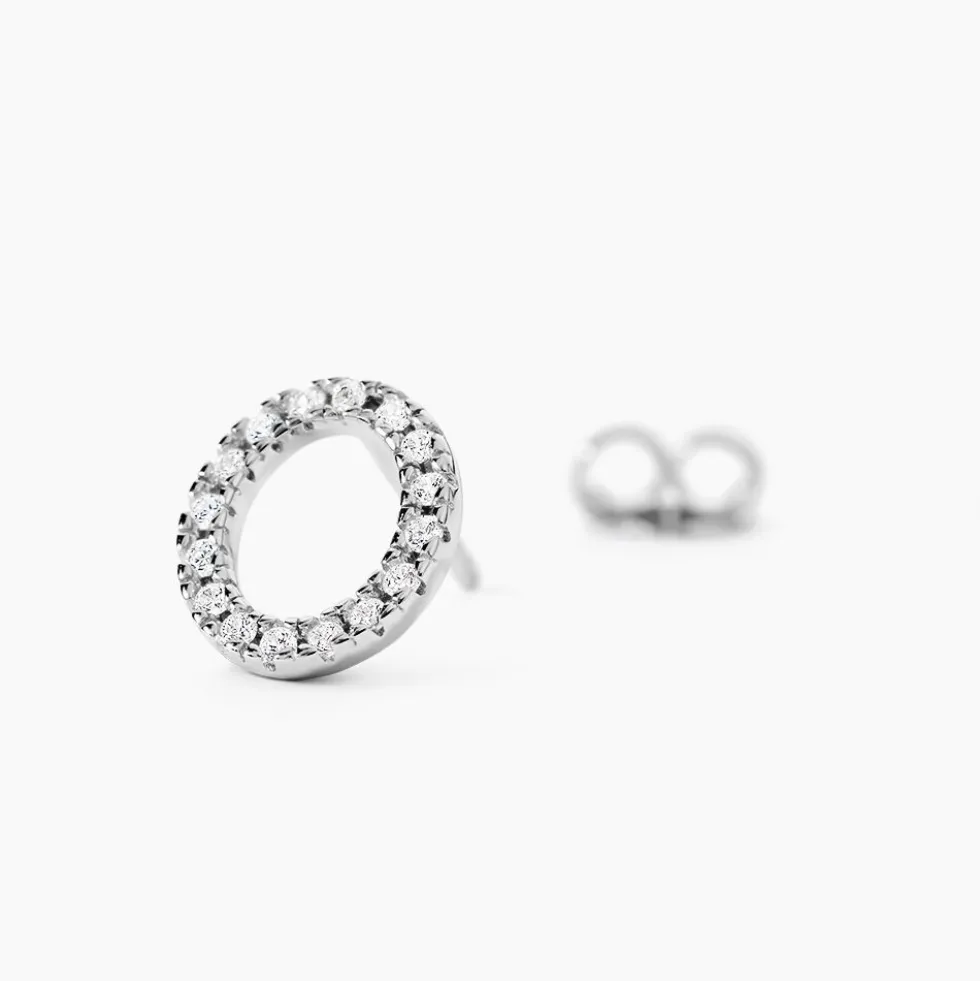 Boucles D'oreilles Puces Argent Blanc Umbria Oxydes De Zirconium