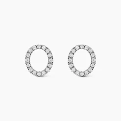 Boucles D'oreilles Puces Argent Blanc Umbria Oxydes De Zirconium