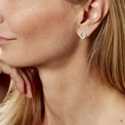 Boucles D'oreilles Puces Argent Blanc Umbria Oxydes De Zirconium
