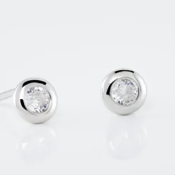Boucles D'oreilles Puces Argent Blanc Laureano Oxydes De Zirconium