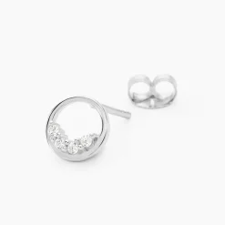 Boucles D'oreilles Puces Argent Blanc Vivence Oxydes De Zirconium