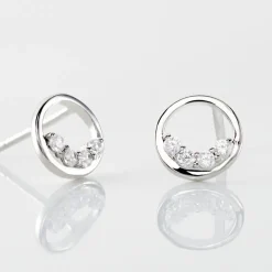 Boucles D'oreilles Puces Argent Blanc Vivence Oxydes De Zirconium