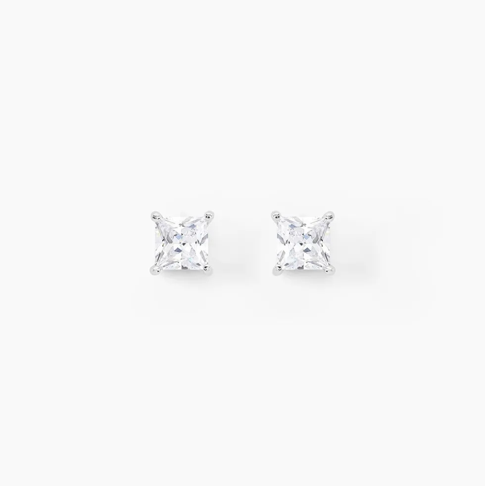 Boucles D'oreilles Puces Argent Blanc Alys Oxyde De Zirconium