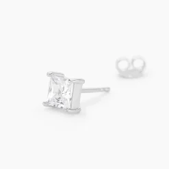 Boucles D'oreilles Puces Argent Blanc Alys Oxyde De Zirconium