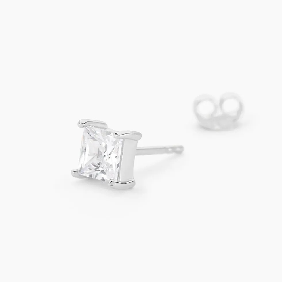 Boucles D'oreilles Puces Argent Blanc Alys Oxyde De Zirconium
