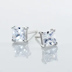 Boucles D'oreilles Puces Argent Blanc Alys Oxyde De Zirconium