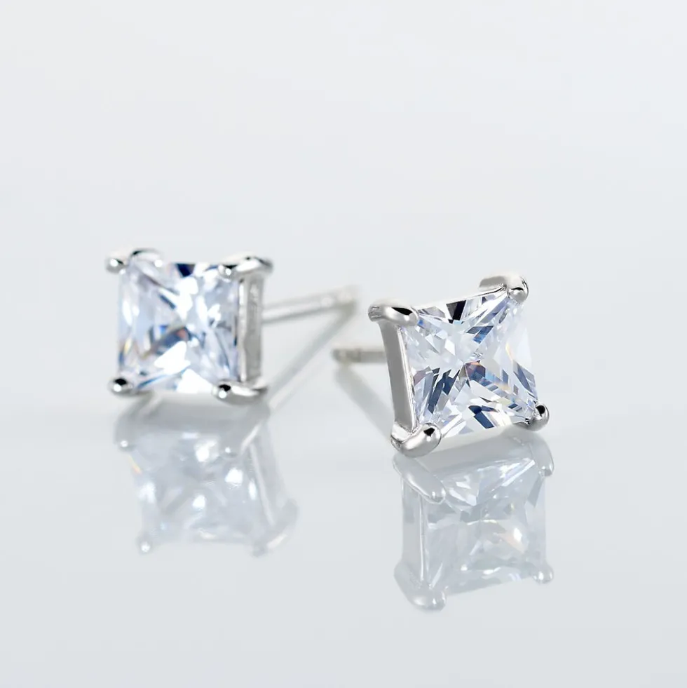 Boucles D'oreilles Puces Argent Blanc Alys Oxyde De Zirconium