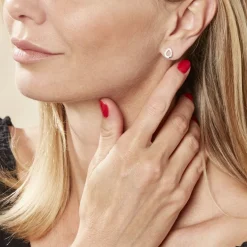 Boucles D'oreilles Puces Argent Blanc Tancelin Oxydes De Zirconium