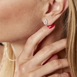 Boucles D'oreilles Puces Argent Blanc Tancelin Oxydes De Zirconium