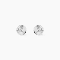Boucles D'oreilles Puces Argent Blanc Valente Oxydes De Zirconium
