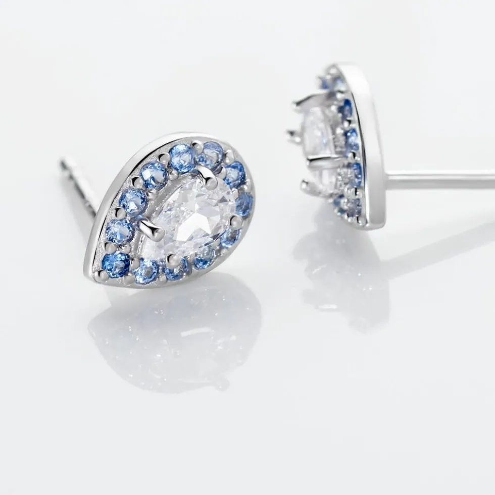 Boucles D'oreilles Puces Argent Blanc Tania Oxydes De Zirconium