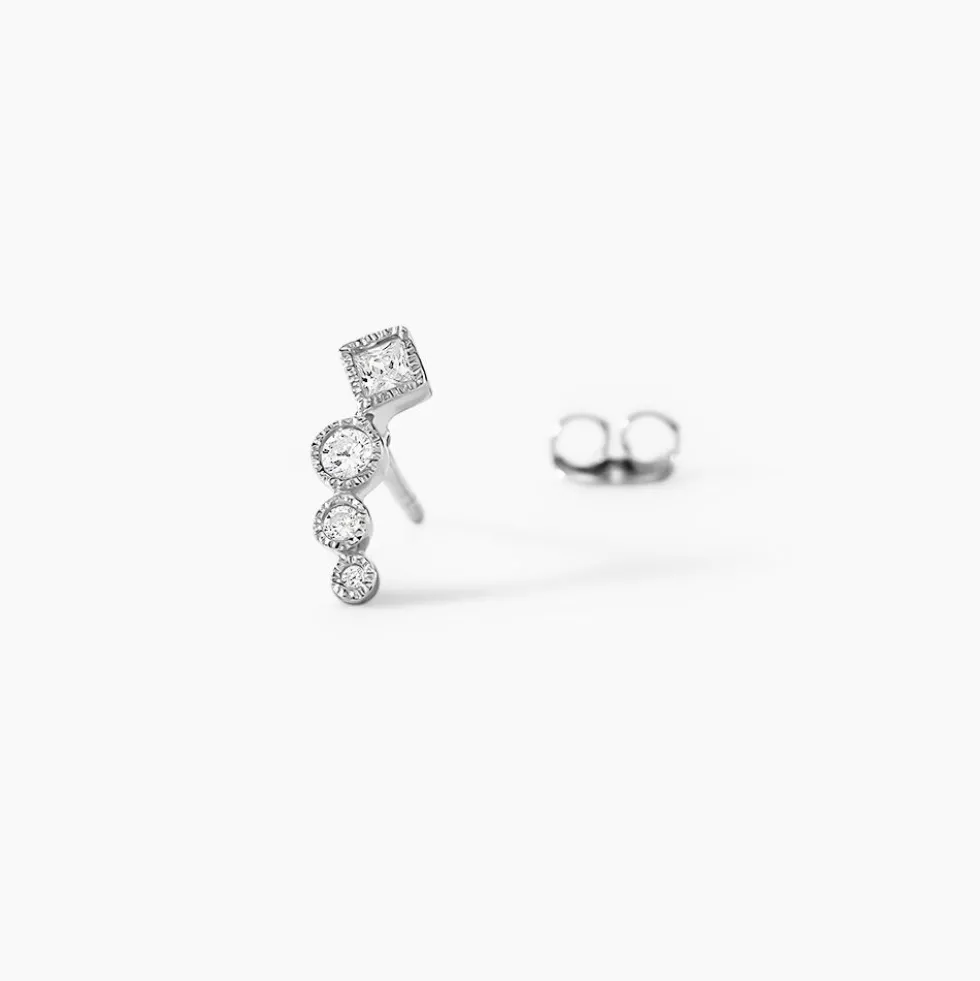 Boucles D'oreilles Puces Argent Blanc Seiko Oxyde De Zirconium