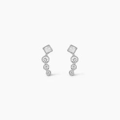 Boucles D'oreilles Puces Argent Blanc Seiko Oxyde De Zirconium