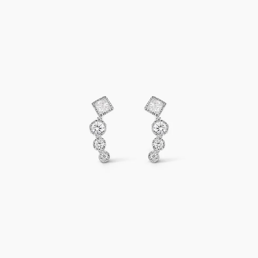 Boucles D'oreilles Puces Argent Blanc Seiko Oxyde De Zirconium