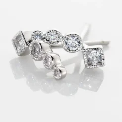 Boucles D'oreilles Puces Argent Blanc Seiko Oxyde De Zirconium