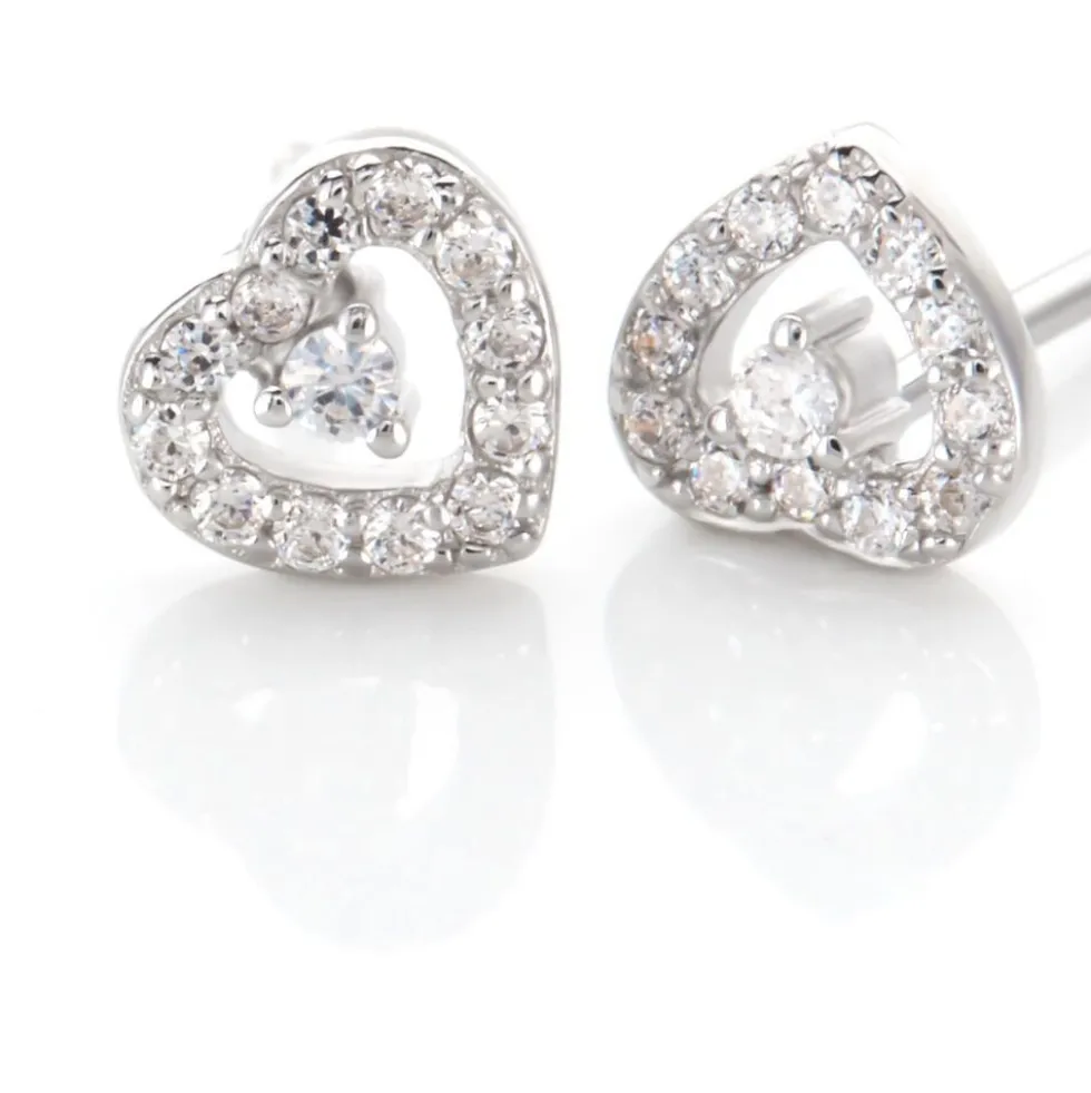 Boucles D'oreilles Puces Argent Blanc Gautiere Oxydes De Zirconium
