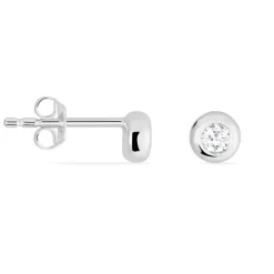 Boucles D'oreilles Puces Argent Blanc Laureano Oxyde De Zirconium