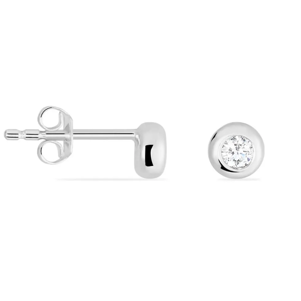 Boucles D'oreilles Puces Argent Blanc Laureano Oxyde De Zirconium