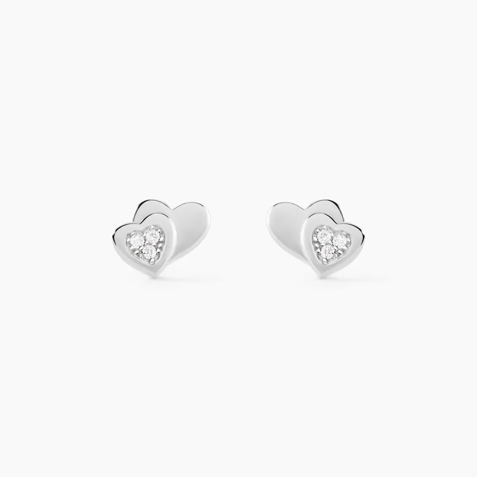 Boucles D'oreilles Puces Argent Blanc Dounyo Oxydes De Zirconium