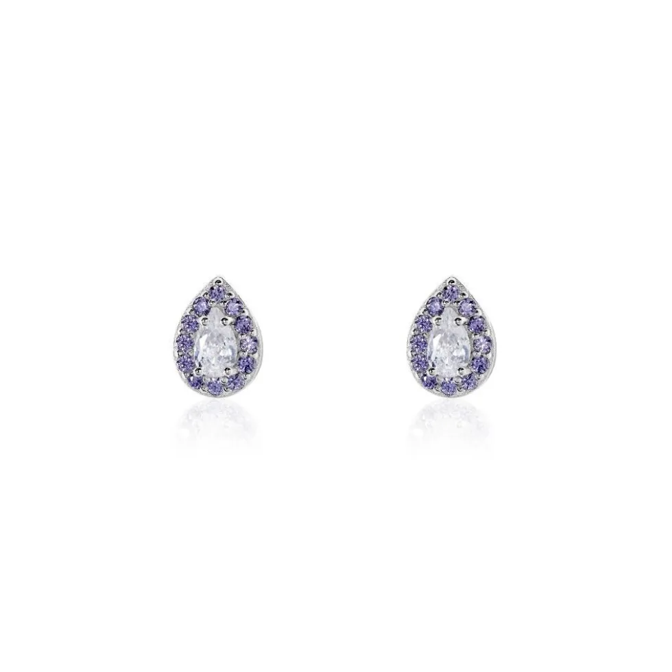 Boucles D'oreilles Puces Argent Blanc Tania Oxydes De Zirconium
