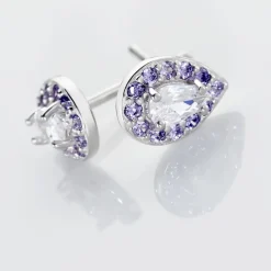 Boucles D'oreilles Puces Argent Blanc Tania Oxydes De Zirconium