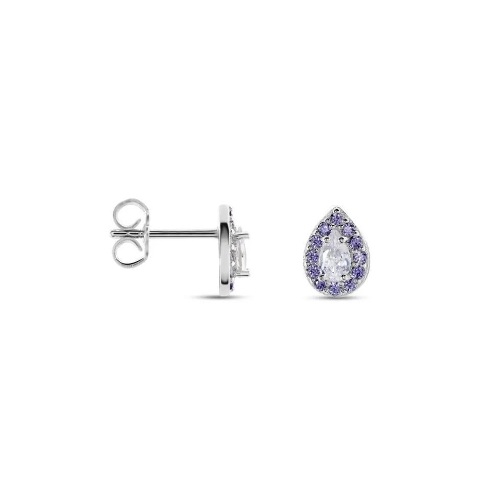 Boucles D'oreilles Puces Argent Blanc Tania Oxydes De Zirconium