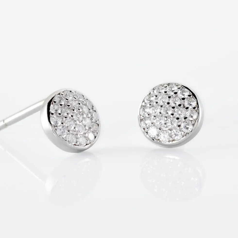 Boucles D'oreilles Puces Argent Blanc Victorin Oxydes De Zirconium