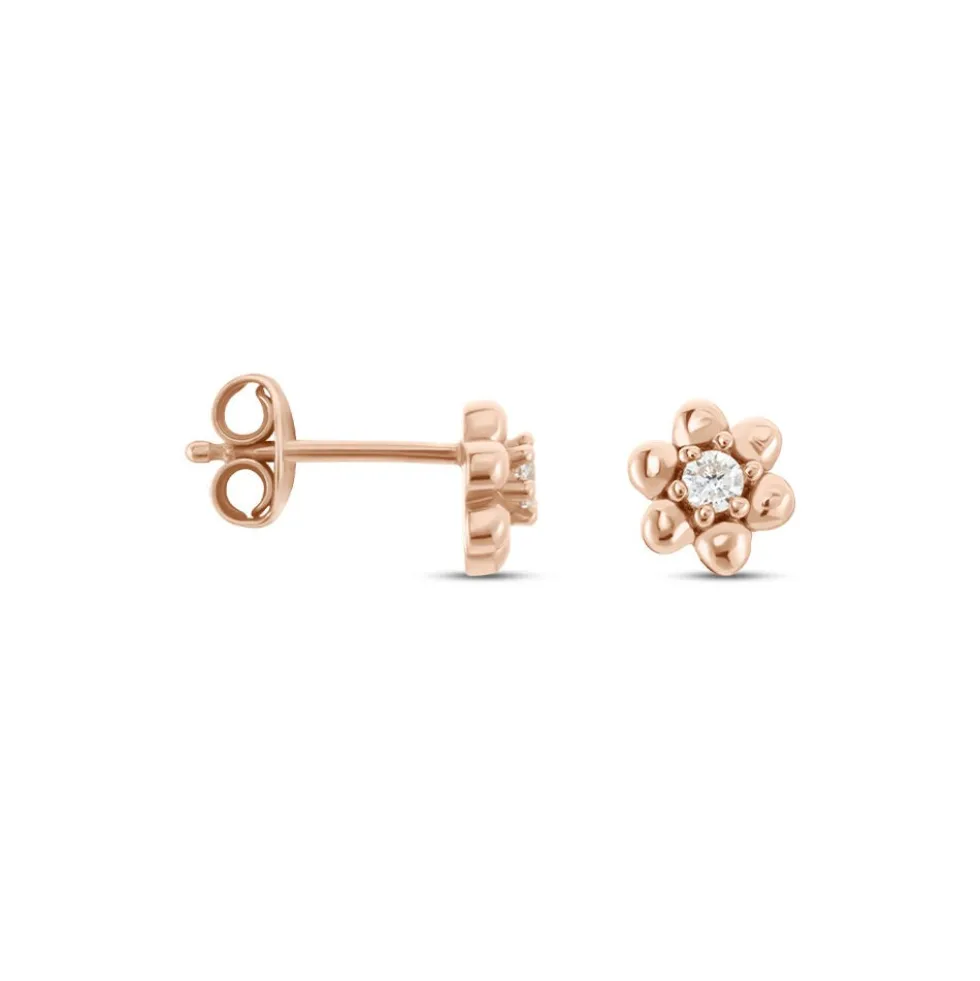 Boucles D'oreilles Puces Argent Rose Buddy Oxydes De Zirconium