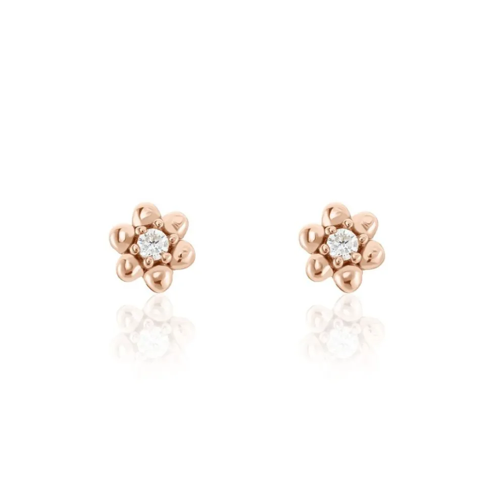 Boucles D'oreilles Puces Argent Rose Buddy Oxydes De Zirconium