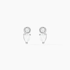 Boucles D'oreilles Puces Argent Blanc Delya Oxyde De Zirconium