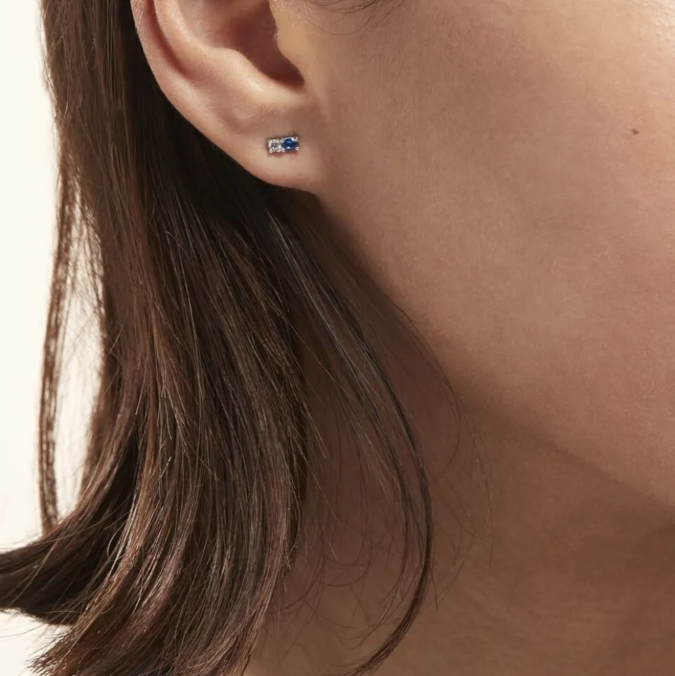 Boucles D'oreilles Puces Argent Blanc Augusts Oxydes De Zirconium