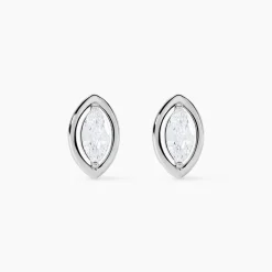 Boucles D'oreilles Puces Arone Argent Blanc Oxyde De Zirconium