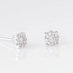 Boucles D'oreilles Puces Artemis Or Blanc Diamant