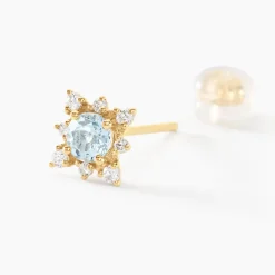 Boucles D'oreilles Puces Astrithr Or Jaune Topaze Oxyde De Zirconium